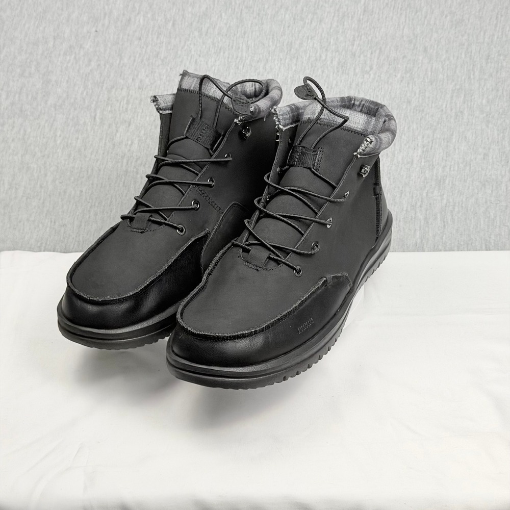 Hey Dude Bradley Classic Black Mens Boots Size 15 Water Resistant 42067-001
